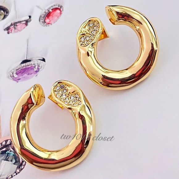 Alexis Bittar Crystal C Hoop Earrings - Picture 3 of 9